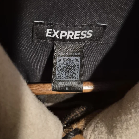 Mens Express Plaid Wool Blend Jacket/Coat/Shirt Size Medium Button Down - Picture 5 of 8